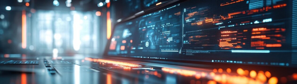 Dynamic fintech startup workspace, AI-driven financial solutions on display, creative and modern setting, Techno-futuristic, Digital art, Bright tones, High Detail