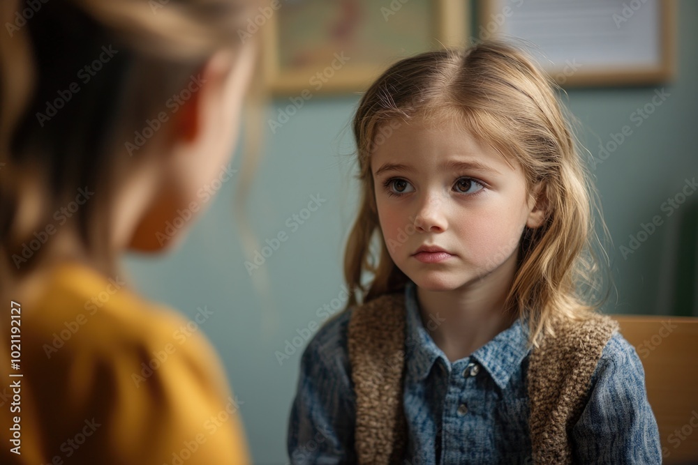 Poster A young girl sits in front of an adult woman, likely her mother or caregiver