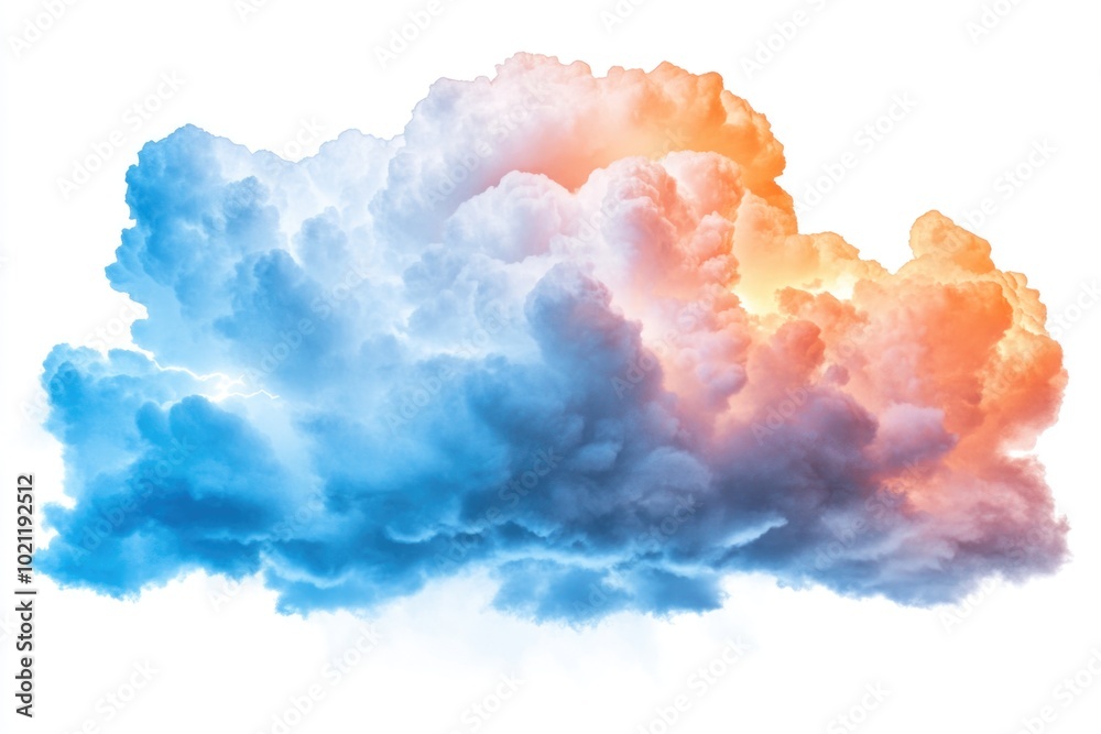 Poster A white cloud floating in the blue sky with no contrails or other clouds nearby, great for use as a background or texture