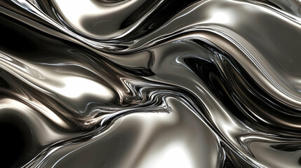 Abstract Liquid Metal Texture with Swirling and Flowing Patterns, Creating a Shiny and Reflective Background