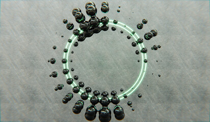 Glowing ring, circle, empty circle frame, abstract futuristic, neon light, copy space, abstract background, circle frame, floating in the air, modern industrial background, 3d illustration