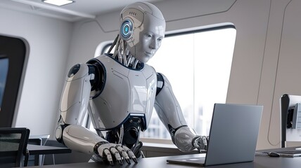 Cute Robot Waving Hand Cartoon Illustration. made with generative Ai	
