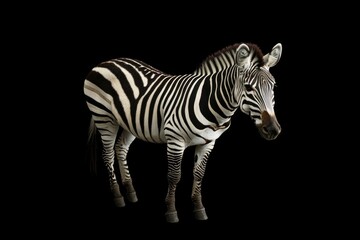Fototapeta premium A zebra stands out against a dark background
