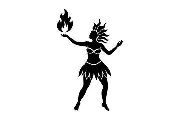 Samoan Fire Dancer Silhouette Vector Illustration Traditional Clipart