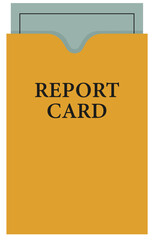 School Report Cart with Yellow Envelope Illustration Isolated on White Background