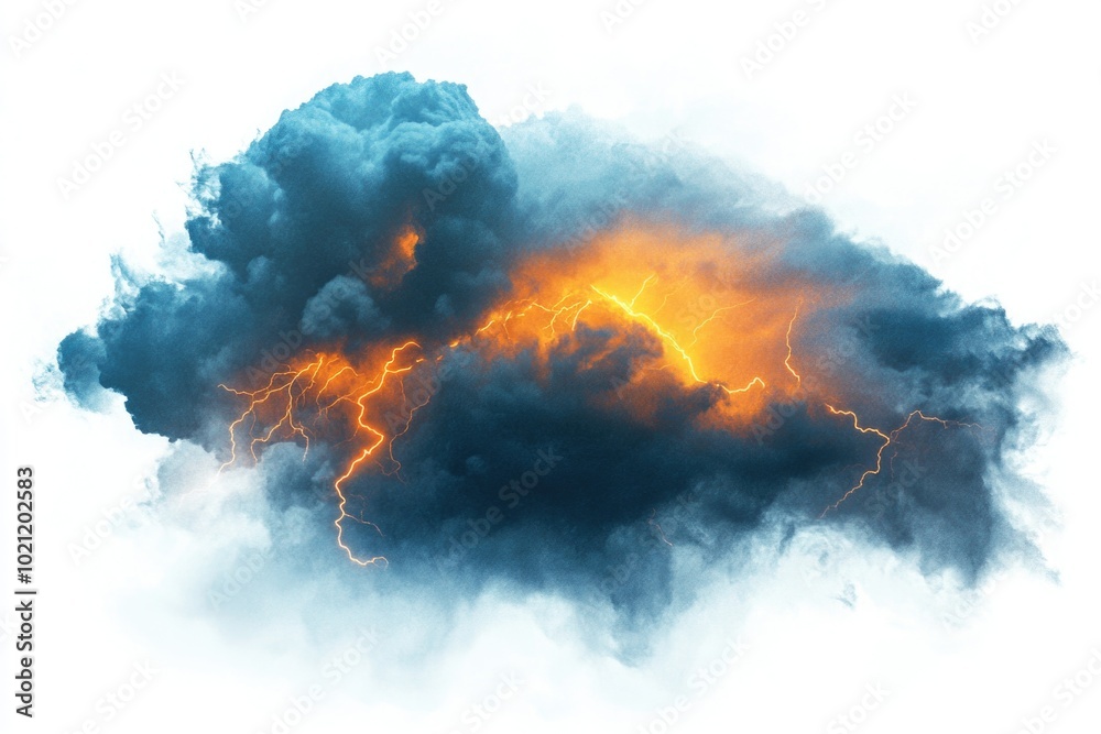 Poster a dramatic image of a cloud with lightning illuminating the dark sky, great for weather or storm rel