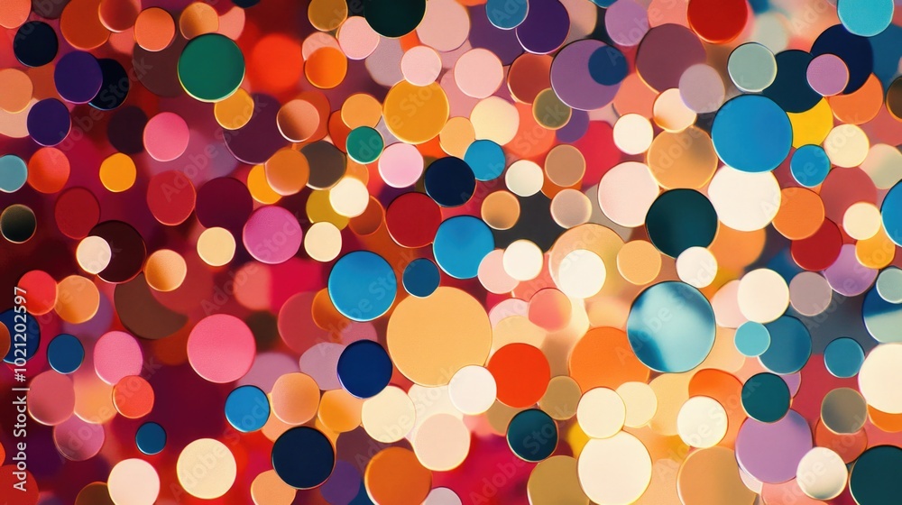 Poster a group of vibrant color circles arranged on a dark backdrop