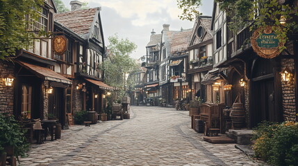 Fototapeta premium Timeless City with a Blend of History, Fantasy, and Industry