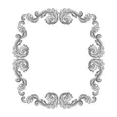 Hand drawing vintage baroque frame vector art isolated illustration