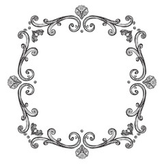 Drawing vintage baroque frame vector art isolated illustration
