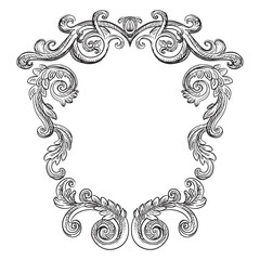Hand drawing vintage baroque monogram vector illustration