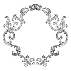 Vintage engraving baroque frame vector art isolated illustration