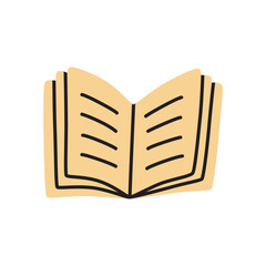 Doodle book icon hand drawn in a modern minimalistic style. Knowledge and education symbol. PNG isolated on transparent background and vector illustration