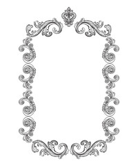 Baroque engraved vintage frame vector art isolated illustration