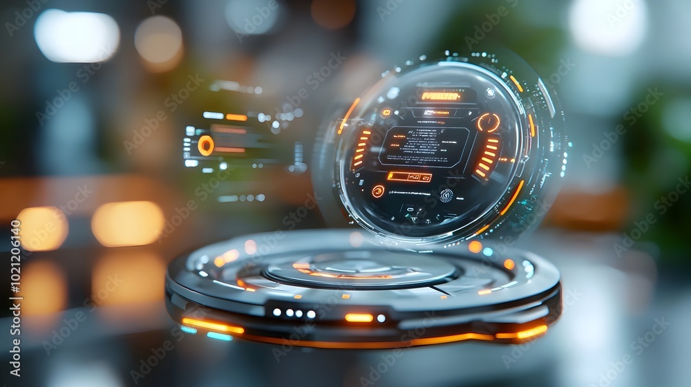 Poster Futuristic 3D rendering of a sleek and high tech e commerce website showcasing a seamless online shopping experience with holographic product displays floating interface elements and a clean