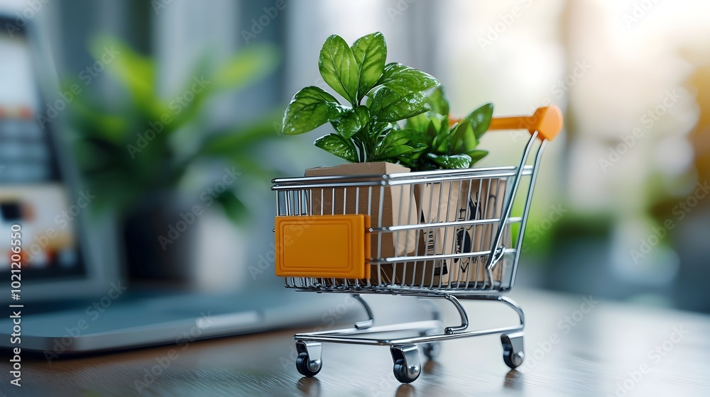 Aufkleber 3d visualization showcasing a comprehensive e commerce website with an interactive shopping cart cut