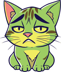 Fototapeta premium Sad cat character vector illustration mascot logo