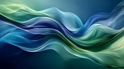 Abstract Background with Wavy Lines in Blue and Green Colors