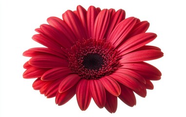 A vibrant red gerbera daisy with a detailed center, showcasing its natural beauty and elegance.