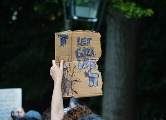 Sign at a Pro Palestine demonstration in New York City.