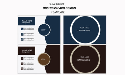 Elegant dark blue modern creative business card. Double-sided creative business card vector design template.