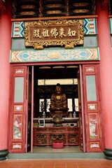 Buddha statue inside a building in Chin Swee Caves Temple in Genting Highlands Malaysia
