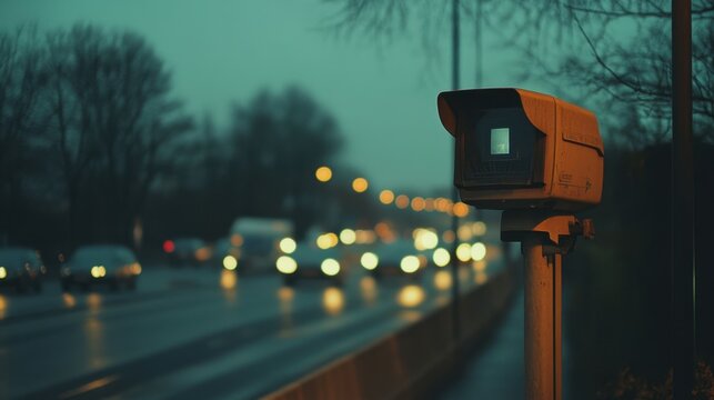A road speed camera in operation, keeping an eye on traffic flow to ensure adherence to speed limits and road safety protocols.