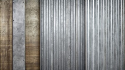 A close-up view of an abstract metal and wood textured surface with a vertical orientation