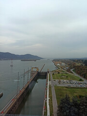 The Djerdap 1 hydroelectric plant, a marvel of engineering along the Danube River showcasing innovation and nature's beauty