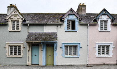 Old colorful windows and door in Irish village