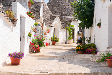 Aberobello village with trulli houses roofs, Italy