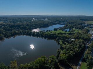 Obraz premium aerial view of a pond in Katowice
