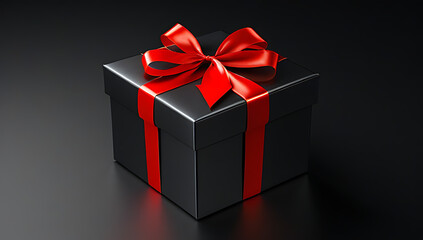 Fototapeta premium black gift box red ribbon creating elegant look
