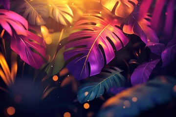Vibrant Tropical Leaves with Stunning Background Effects