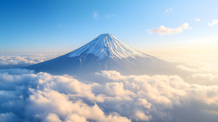 冬季山顶有白色积雪的雪山山巅