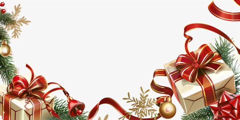 Christmas frame with holly berries and pine branches for holiday decoration,Generated By Ai