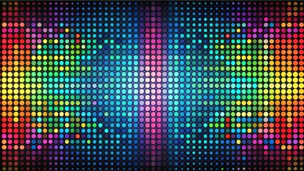 Abstract Circular Mosaic Pattern with Vibrant Rainbow Hues on a Dark Background