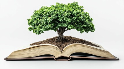 Green Tree Growing Out of an Open Book
