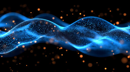 黑色背景中蓝色发光抽象波浪线条