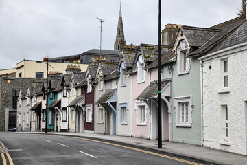 Row of colorful houses and doors