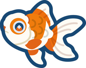 かわいい金魚（竜眼）のイラスト