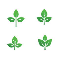 Green Leaf Icon Set - Nature-Inspired Vector Illustrations for Eco-Friendly Designs