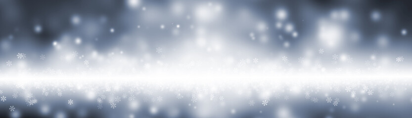 Blurred glitter effects background. Bright soft blue with hints of pearl color. Christmas background. Festive Christmas backdrop with holiday charm. Blurred bokeh light on dark blue background. Christ