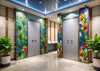 Bathroom Stall Doors in a Public Restroom with Modern Design and Clean Aesthetic Elements