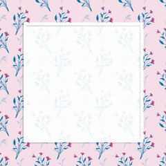 Cute kawaii notepad memo pad frame with floral background pattern