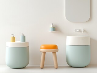 Child-Friendly Bathroom with Colorful Potty and Minimalist Design