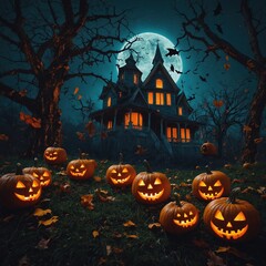 Fototapeta premium A collection of Halloween-themed decorations for all