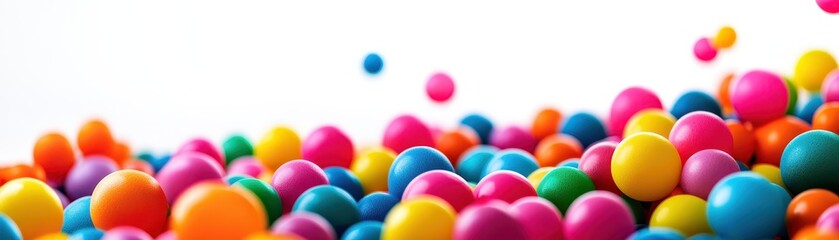 Fototapeta premium Colorful balls scattered on a smooth surface, creating a vibrant and playful atmosphere. Perfect for fun and creative projects.