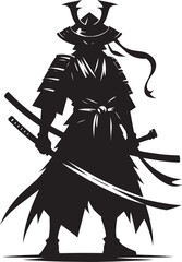 samurai warrior sward man mascot Silhouette illustration isolated on a white background