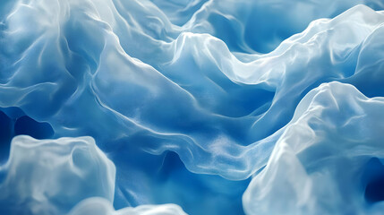 Obraz premium Abstract Blue and White Fabric Waves 3D Illustration